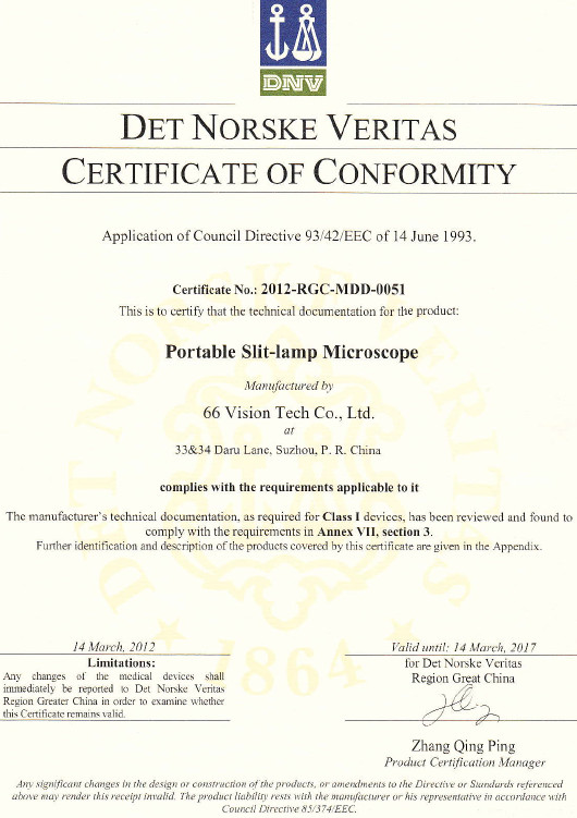 China 66 VISION TECH CO., LTD Certification